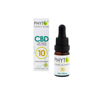Συμπληρωματα διατροφης Phyto+ Σταγόνες Ελαίου Κάνναβης Organic CBD 10% 1000mg 10ml